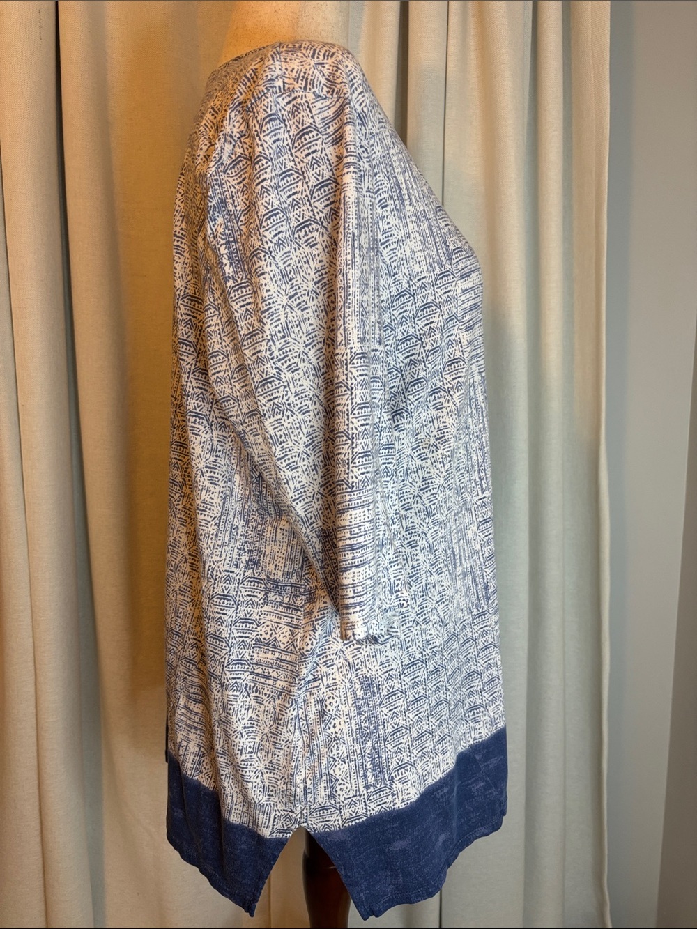 Pure Jill  Blue Geometric Patterned Scoop Neck Top -XL - Picture 2 of 7